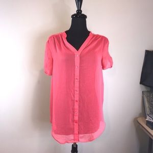 Coral express button up short sleeve blouse